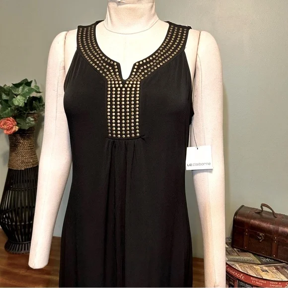 Liz Claiborne Sleeveless Sexy Black Stud Dress NEW NWT - Picture 3 of 7